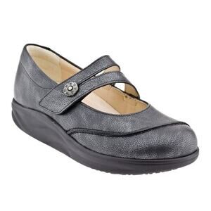 Finn Comfort Vivero Mary Jane 5 UK 7 US Women Black Pewter Leather Comfort Shoes